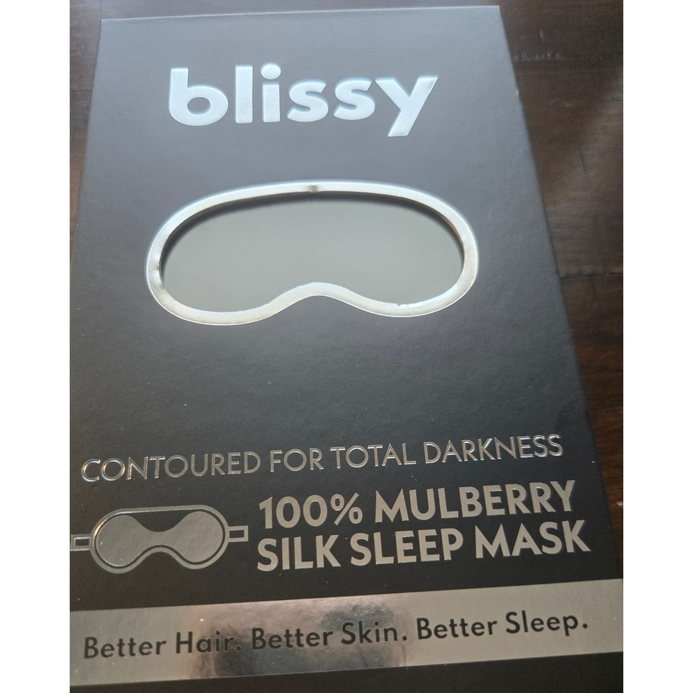 Blissy 100% Mulberry Silk Sleep Mask Black Contoured 6A Grade Silk NIB
